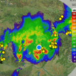 Radar images of tornado, Southern Moravia, Czech Republic